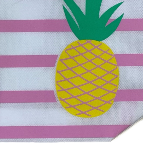 Flip Flop Tote Bag Set Pineapple Tropical Beach Theme Pink White Women’s L 9/10 - Picture 11 of 16
